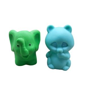 Vintage 1979 Avon First Years Green Elephant & Blue Raccoon Squeaky Toy